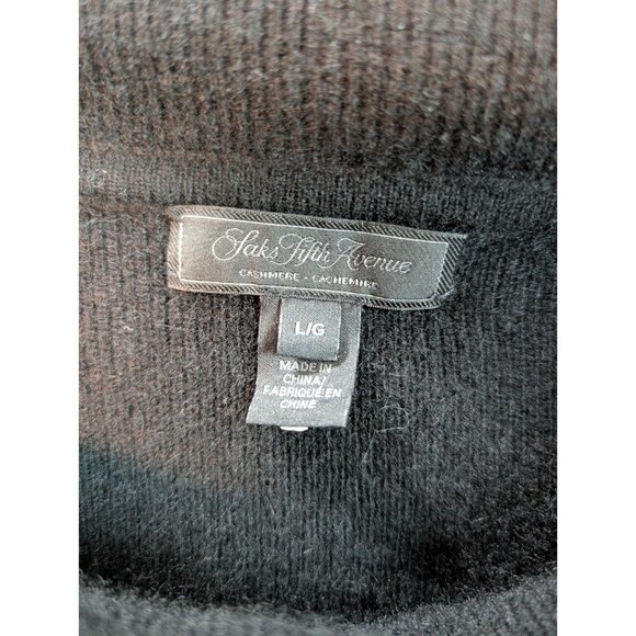 Saks Fifth Avenue Large Cashmere Sweater Tunic Cowl Neck Black Soft - Picture 4 of 7